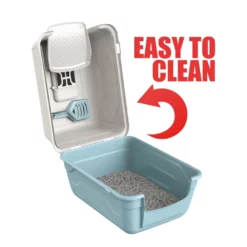 Κλειστή τουαλέτα γάτας Georplast RotoToilet 52x40x40hcm Μπεζ -Προμήθειες Για Κατοικίδια Κατάστημα πωλήσεων 10588 blue open with spade 1000x1000h 1