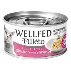Υγρή τροφή Γάτας Wellfed Cat Filleto Pure Chicken And Shrimps 70gr (12τμχ)