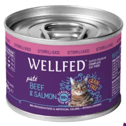 Wellfed Cat Για Στειρωμένες Με Βοδινό Και Σολομό 200gr 12τμχ