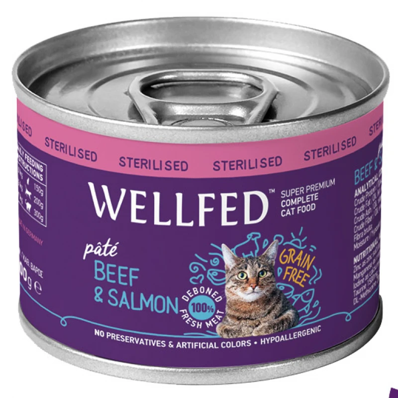 Wellfed Cat Για Στειρωμένες Με Βοδινό Και Σολομό 200gr 12τμχ 3 Wellfed Cat Για Στειρωμένες Με Βοδινό Και Σολομό 200gr 12τμχ