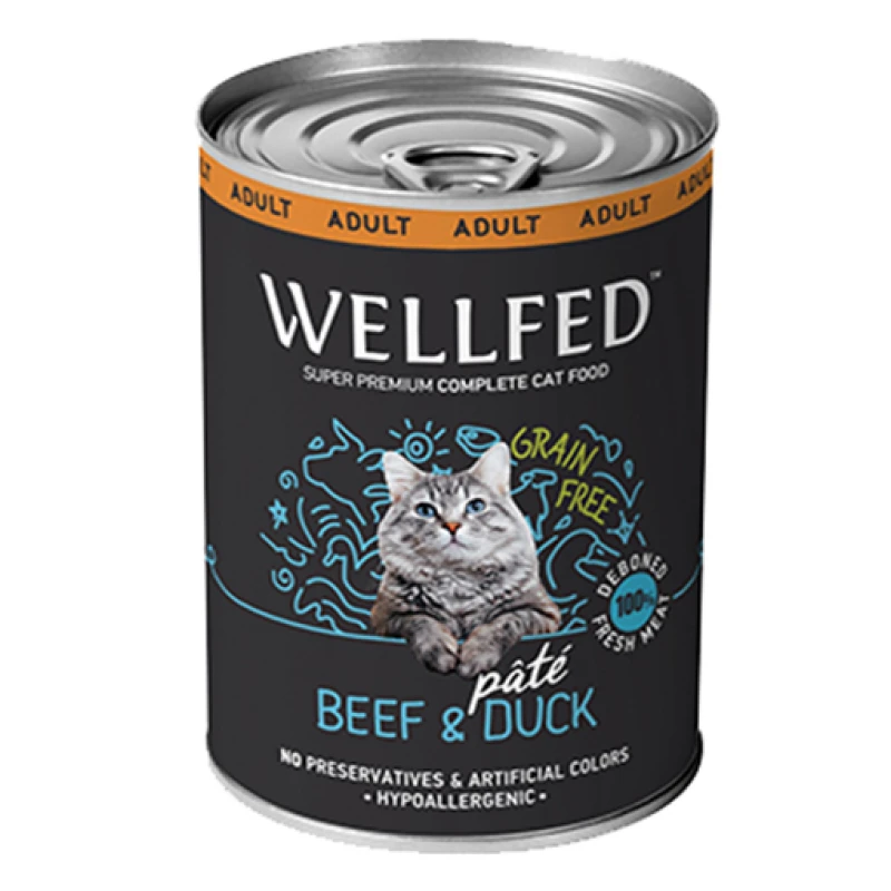 Wellfed Adult Βοδινό, Πάπια και Ταυρίνη 400gr 6τμχ 3 Wellfed Adult Βοδινό, Πάπια και Ταυρίνη 400gr 6τμχ