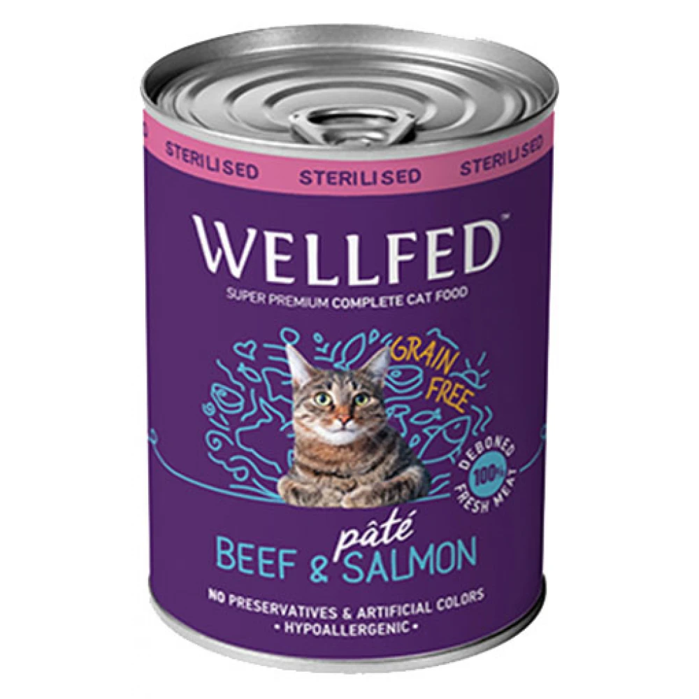 Wellfed Cat Για Στειρωμένες Με Βοδινό Και Σολομό 400gr 6τμχ 4 Wellfed Cat Για Στειρωμένες Με Βοδινό Και Σολομό 400gr 6τμχ - Image 2