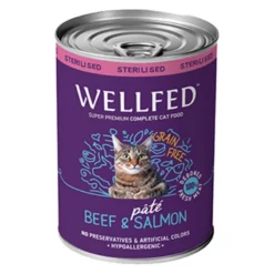 Wellfed Cat Για Στειρωμένες Με Βοδινό Και Σολομό 400gr 6τμχ