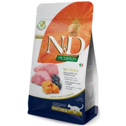 N&D Cat Pumpkin Lamb & Blueberry Neutered 5kg -Προμήθειες Για Κατοικίδια Κατάστημα πωλήσεων 710 51 nd pumpkin neutered lamb pumpkin blueberry 5B400x600pxl5D@img farmina site 1000x1000h 1
