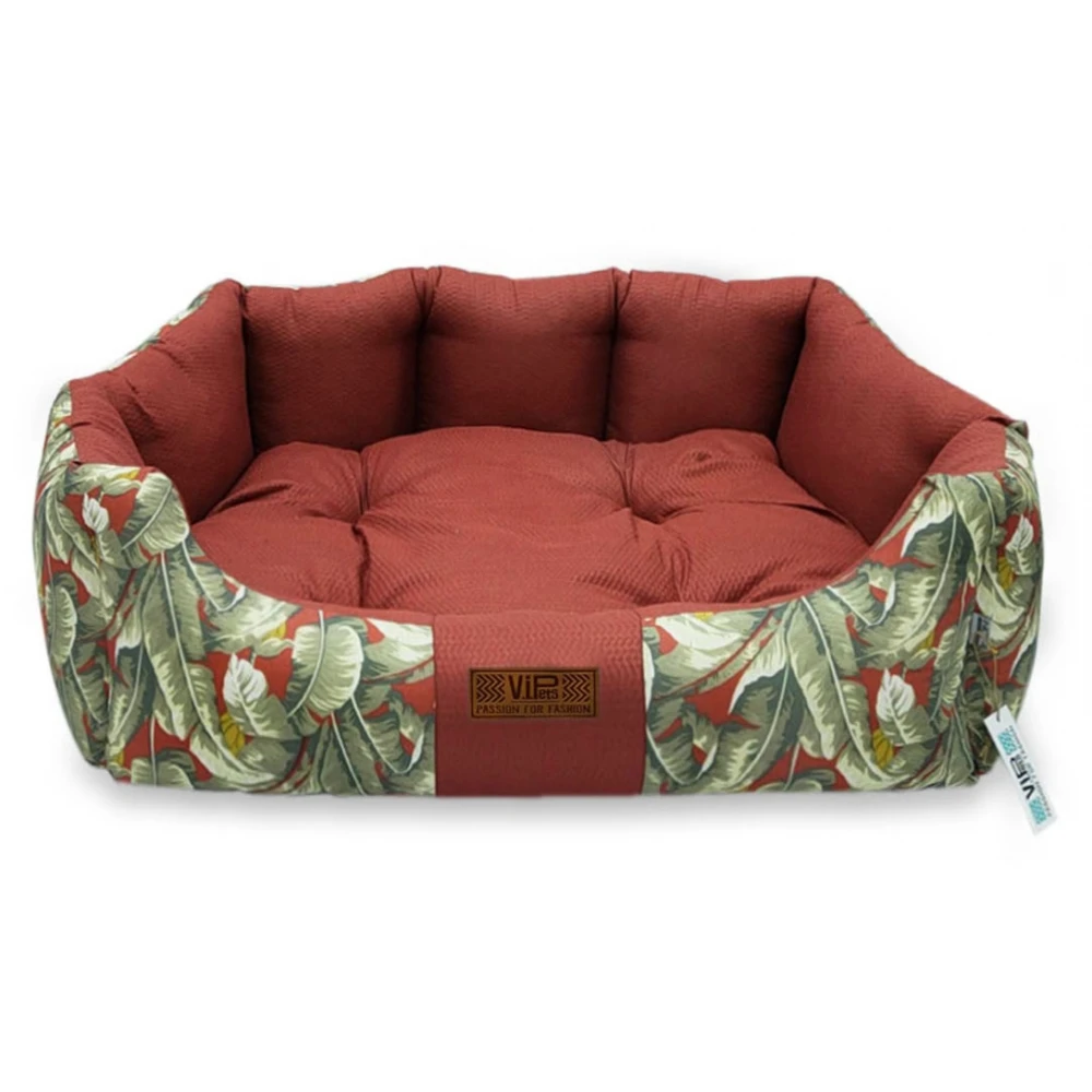 Κρεβατάκι Σκύλου και Γάτας V.I.Pets Comfy Cotton Tropical Νο2 Red 62x57cm 4 Κρεβατάκι Σκύλου και Γάτας V.I.Pets Comfy Cotton Tropical Νο2 Red 62x57cm - Image 2