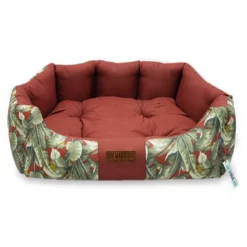 Κρεβατάκι Σκύλου και Γάτας V.I.Pets Comfy Cotton Tropical Νο2 Red 62x57cm