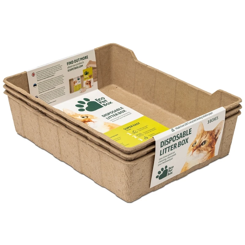 Eco Pet Box βιοδιασπώμενες λεκάνες Γάτας μιας χρήσης 44x34x12cm Σετ 3τμχ 3 Eco Pet Box βιοδιασπώμενες λεκάνες Γάτας μιας χρήσης 44x34x12cm Σετ 3τμχ