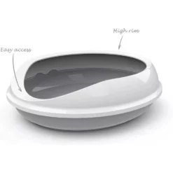 Λεκάνη Γάτας Ανοιχτή Savic FIgaro 55x48,5x15,5cm Γκρι - Λευκό -Προμήθειες Για Κατοικίδια Κατάστημα πωλήσεων i savic kuweta figaro szara 1000x1000w