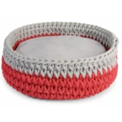Camon Κρεβατάκι Σκύλου και Γάτας Macrame Βαμβακερό 40cm Γκρι - Κόκκινο