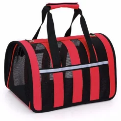 OEM Τσάντα Μεταφοράς Ταξιδιού Σκύλου ή Γάτας με Δίχτυ Κόκκινη 50x28x27cm