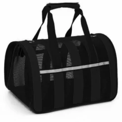 OEM Τσάντα Μεταφοράς Ταξιδιού Denik Σκύλου ή Γάτας με Δίχτυ Μαύρη 50x28x27cm